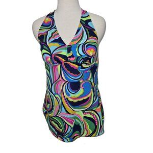 Vintage 1990s Halter Swim Top Mod Psychedelic Retro Christina S/M Canada